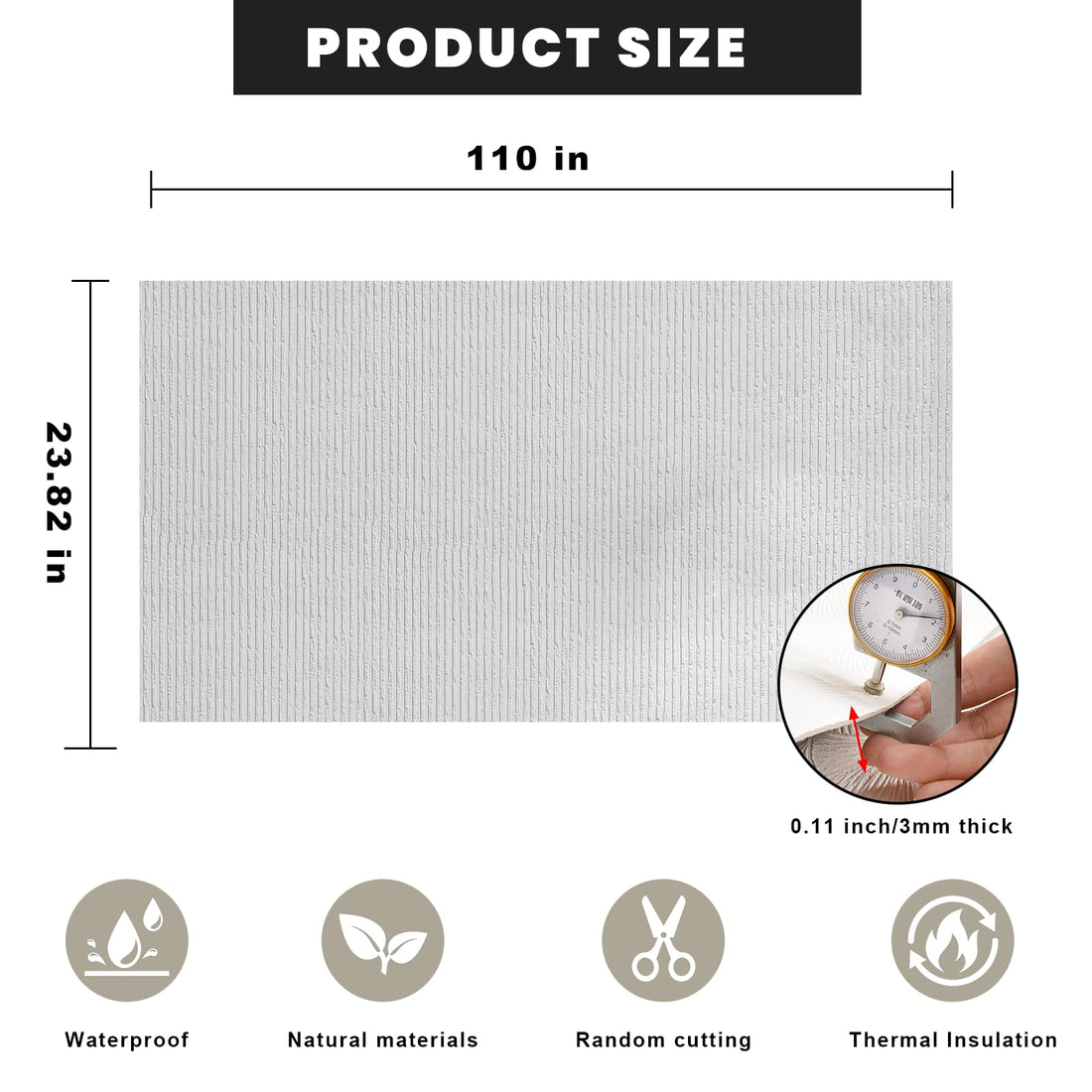 3D Wall Panels Peel and Stick – 23.82"x110" PVC Faux Texture, Self Adhesive Waterproof Wall Covering, DIY Accent Wall, Sofa Background Backsplash & Modern Home Decor, Covers 18 sq.ft
